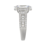 Classic 14K White Gold Ladies Diamond Ring 4.00CT Round Oval & Baguette Diamonds with 3.00CT Oval Center stone (Color F-G -Clarity VS1/VS2)