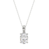 LADIES SOLITAIRE PENDANT 2CT OVAL DIAMOND 14K WHITE GOLD