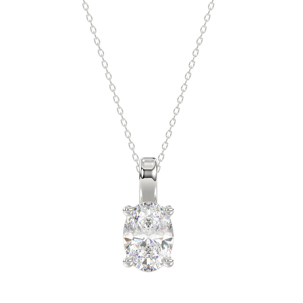 LADIES SOLITAIRE PENDANT 2CT OVAL DIAMOND 14K WHITE GOLD