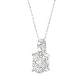 LADIES SOLITAIRE PENDANT 3CT OVAL DIAMOND 14K WHITE GOLD