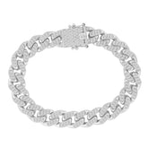 MENS BRACELET 2.80CT ROUND DIAMOND 14K WHITE GOLD