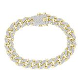 MENS BRACELET 2.80CT ROUND DIAMOND 14K YELLOW GOLD