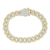MENS BRACELET 2 7/8CT ROUND DIAMOND 14K YELLOW GOLD