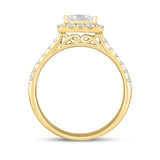 LADIES RING 0.75CT ROUND/PRINCESS DIAMOND 14K YELLOW GOLD (CENTER STONE PRINCESS DIAMOND 1/2CT)