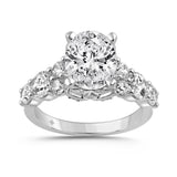14K WHITE GOLD 4 1/2CT ROUND/OVAL DIAMOND LADIES RING (CENTER STONE OVAL DIAMOND 3CT)