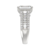 14K WHITE GOD 1 1/4CT ROUND/BAGUETTE/RADIANT DIAMOND SEMI MOUNT LADIES RING (CENTER STONE RADIANT DIAMOND 4.00CT)