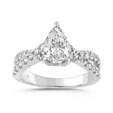 LADIES RING 1 1/2CT ROUND/PEAR DIAMOND 18K WHITE GOLD (CENTER STONE PEAR DIAMOND 1.00CT)