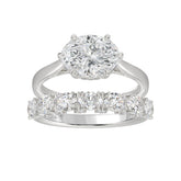 LADIES BRIDAL SET 3 1/3CT ROUND/OVAL DIAMOND 14K WHITE GOLD