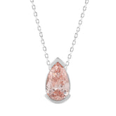 ETERNAL BLUSH COLLECTION 1.00CT LADIES SOLITAIRE PENDANT WITH CHAIN PEAR DIAMOND 14K WHITE GOLD (CENTER STONE PINK PEAR DIAMOND 1CT)