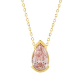 ETERNAL BLUSH COLLECTION 1.00CT LADIES SOLITAIRE PENDANT WITH CHAIN PEAR DIAMOND 14K YELLOW GOLD (CENTER STONE PINK PEAR DIAMOND 1CT)