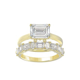LADIES BRIDAL SET 3 1/2CT ROUND/EMERALD DIAMOND 14K YELLOW GOLD (CENTER STONE EMERALD DIAMOND 2.00CT)