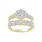 LADIES BRIDAL SET 3 3/4CT ROUND/OVAL DIAMOND 14K YELLOW GOLD (CENTER STONE OVAL DIAMOND 2.00CT)
