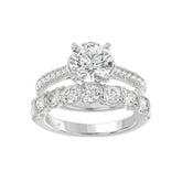 LADIES BRIDAL SET 3 1/2CT ROUND DIAMOND 14K WHITE GOLD (CENTER STONE ROUND DIAMOND 2.00CT)
