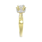 14K YELLOW GOLD 2 3/1CT ROUND/PEAR/OVAL DIAMOND LADIES RING (CENTER STONE OVAL DIAMOND 2.00CT)