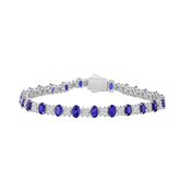 14K WHITE GOLD 10 3/8CT ROUND/TANZANITE OVAL DIAMOND LADIES BRACELET