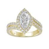 14K YELLOW GOLD 2 3/4CT ROUND/MARQUISE DIAMOND LADIES RING (CENTER STONE MARQUISE DIAMOND 2CT)