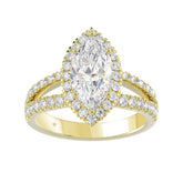 14K YELLOW GOLD 3.00CT ROUND/MARQUISE DIAMOND LADIES RING (CENTER STONE MARQUISE DIAMOND 2CT)