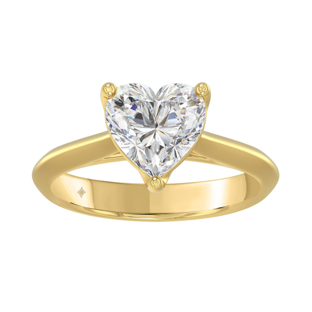LADIES SOLITAIRE RING 2.00CT HEART DIAMOND 14K YELLOW GOLD