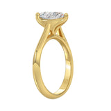 LADIES SOLITAIRE RING 2.00CT HEART DIAMOND 14K YELLOW GOLD