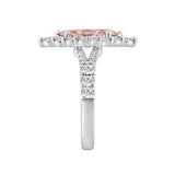 ETERNAL BLUSH COLLECTION 14K WHITE GOLD 3 1/4CT ROUND/MARQUISE DIAMOND LADIES RING (CENTER STONE PINK MARQUISE DIAMOND 2CT)