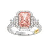 14K WHITE GOLD 4 1/4CT ROUND/RADIANT/TRAPEZOID DIAMOND LADIES RING (CENTER STONE PINK RADIANT DIAMOND 3.00CT)