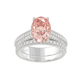 14K WHITE GOLD 4.00CT ROUND/OVAL DIAMOND LADIES BRIDAL SET (CENTER STONE OVAL PINK DIAMOND 3.00CT)