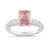 14K WHITE GOLD 2 3/4CT ROUND/BAGUETTE/EMERALD/RADIANT DIAMOND LADIES BRIDAL SET (CENTER STONE RADIANT PINK DIAMOND 2CT)