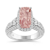 ETERNAL BLUSH COLLECTION 14K WHITE GOLD 3 1/2CT ROUND/PEAR/PINK CUSHION DIAMOND LADIES BRIDAL SET (CENTER STONE PINK CUSHION PINK DIAMOND 2CT)