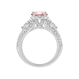 ETERNAL BLUSH COLLECTION 14K WHITE GOLD 3 1/2CT ROUND/PEAR/PINK CUSHION DIAMOND LADIES BRIDAL SET (CENTER STONE PINK CUSHION PINK DIAMOND 2CT)