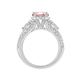 14K WHITE GOLD 3 1/2CT ROUND/PEAR/CUSHION DIAMOND LADIES BRIDAL SET (CENTER STONE CUSHION PINK DIAMOND 2CT)