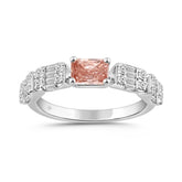 14K WHITE GOLD 1.00CT ROUND/BAGUETTE/RADIANT DIAMOND LADIES RING