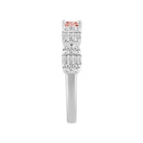 ETERNAL BLUSH COLLECTION 14K WHITE GOLD 1.00CT ROUND/BAGUETTE/ PINK RADIANT DIAMOND LADIES RING
