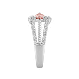 ETERNAL BLUSH COLLECTION 14K WHITE GOLD 1.00CT ROUND/PEAR DIAMOND LADIES RING (PINK PEAR)