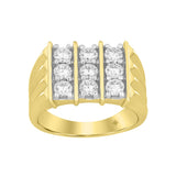 10K YELLOW GOLD 2.00CT ROUND DIAMOND MEN'S RING