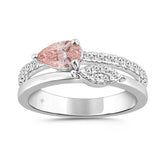 14K WHITE GOLD 3/4CT ROUND/PINK PEAR DIAMOND LADIES RING