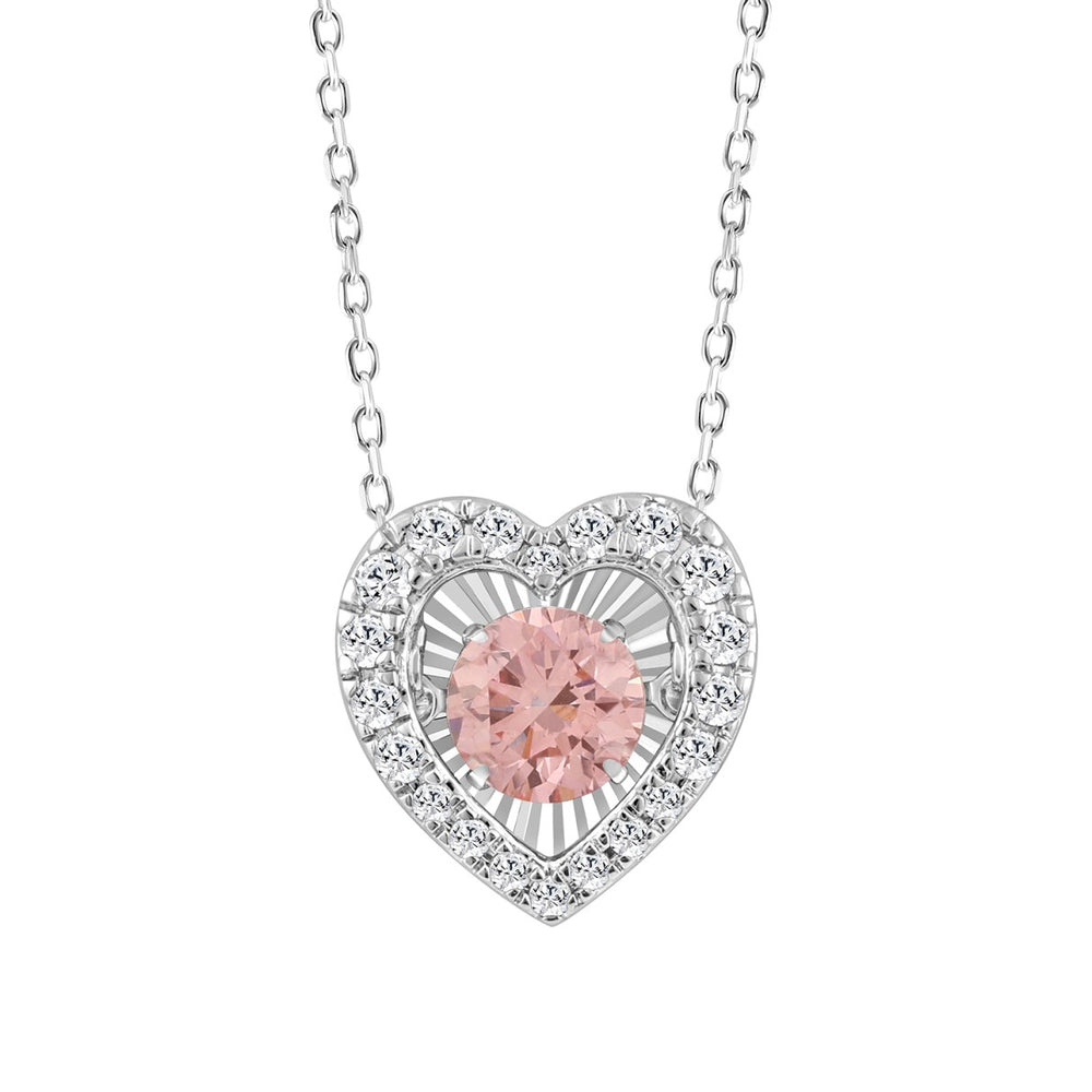 ETERNAL BLUSH COLLECTION 14K WHITE GOLD 1.00CT ROUND DIAMOND LADIES PENDANT (ROUND PINK)