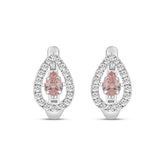 ETERNAL BLUSH COLLECTION 14K WHITE GOLD 1.00CT ROUND/ PINK PEAR DIAMOND LADIES HOOPS EARRING