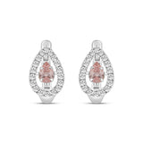 ETERNAL BLUSH COLLECTION 14K WHITE GOLD 1.00CT ROUND/ PINK PEAR DIAMOND LADIES HOOPS EARRING