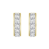 10K YELLOW GOLD 1.00CT ROUND DIAMOND LADIES HOOP EARRINGS