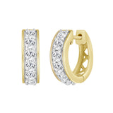 10K YELLOW GOLD 1.00CT ROUND DIAMOND LADIES HOOP EARRINGS