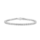 18K WHITE GOLD 7.00CT ROUND DIAMOND LADIES TENNIS BRACELET (TALON CLAWS LOCK)