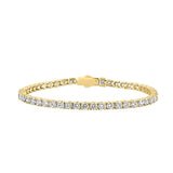 18K YELLOW GOLD 7.00CT ROUND DIAMOND LADIES TENNIS BRACELET (TALON CLAWS LOCK)