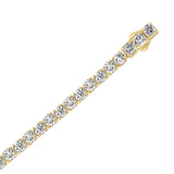 18K YELLOW GOLD 7.00CT ROUND DIAMOND LADIES TENNIS BRACELET (TALON CLAWS LOCK)