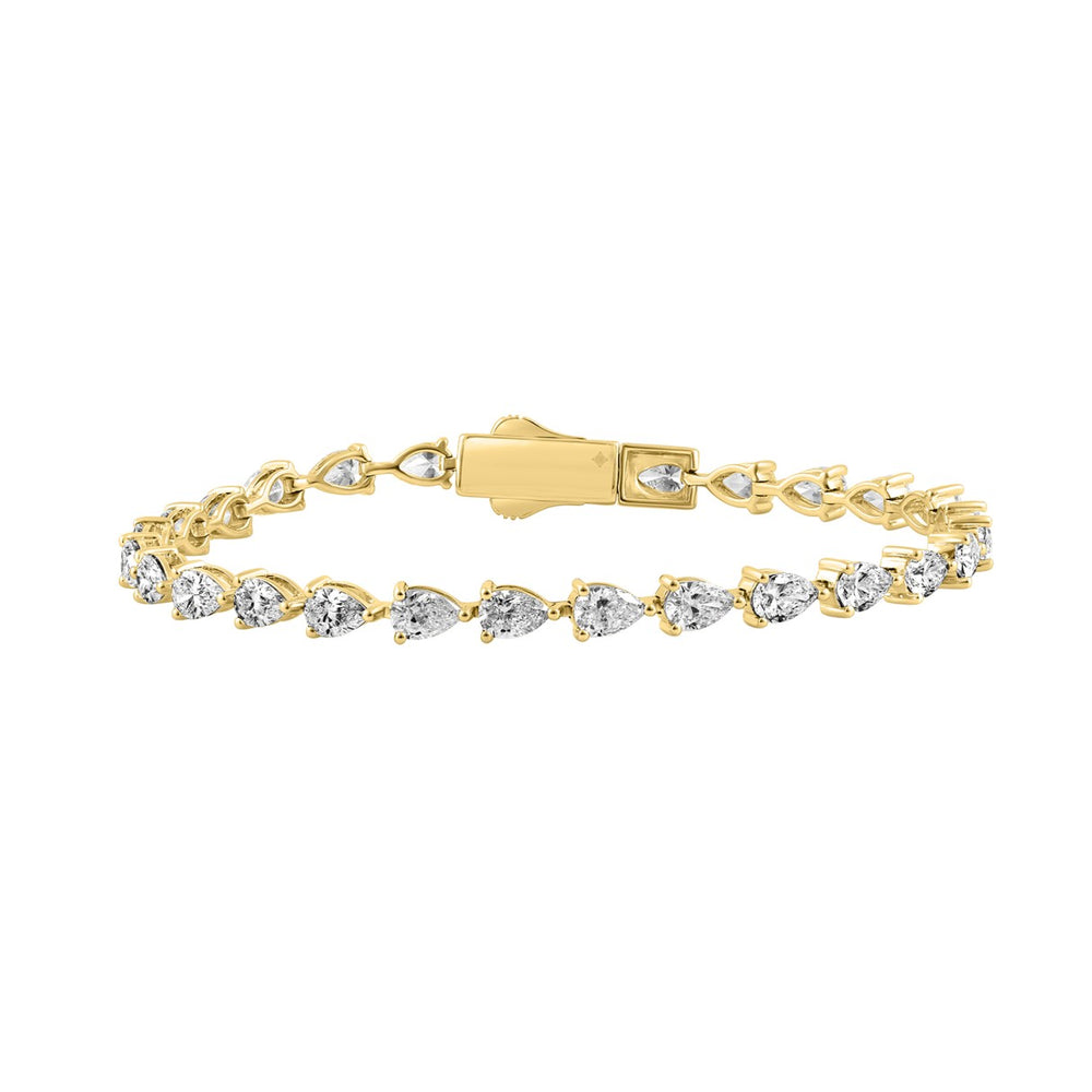 18K YELLOW GOLD 7.00CT PEAR DIAMOND LADIES TENNIS BRACELET (TALON CLAWS LOCK)