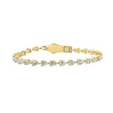 18K YELLOW GOLD 7.00CT PEAR DIAMOND LADIES TENNIS BRACELET (TALON CLAWS LOCK)