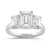 LADIES RING 5.00CT EMERALD DIAMOND 18K WHITE GOLD (CENTER STONE EMERALD DIAMOND 3.00CT)