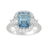 14K WHITE GOLD 4 1/2CT ROUND/EMERALD DIAMOND LADIES RING (CENTER STONE EMERALD BLUE DIAMOND 3.00CT)