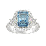 14K WHITE GOLD 4 1/2CT ROUND/EMERALD DIAMOND LADIES RING (CENTER STONE EMERALD BLUE DIAMOND 3.00CT)