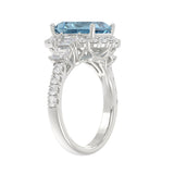 14K WHITE GOLD 4 1/2CT ROUND/EMERALD DIAMOND LADIES RING (CENTER STONE EMERALD BLUE DIAMOND 3.00CT)