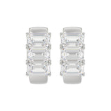 14K WHITE GOLD 3.00CT EMERALD DIAMOND LADIES HOOPS EARRINGS